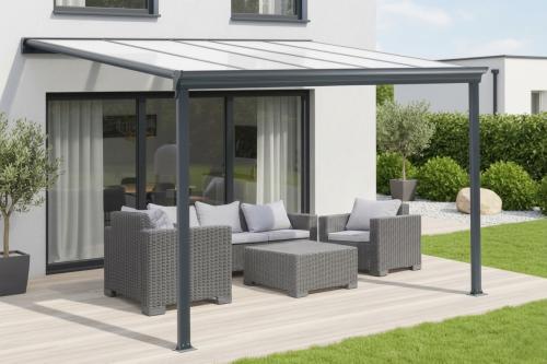 hliníková pergola LANITPLAST WALL 33 antracit + opál PC