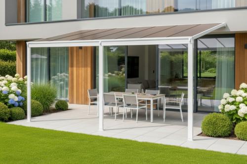 hliníková pergola LANITPLAST WALL 43 biela + bronz PC