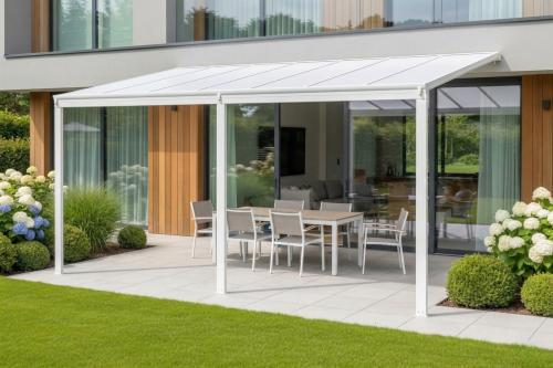 hliníková pergola LANITPLAST WALL 53 biela + opál PC