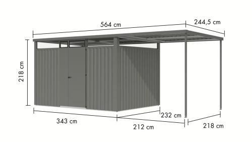 plechový domček KARIBU OSTEN 3 (12522) sivý
