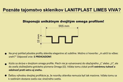 skleník LANITPLAST LIMES Viva V7/6  2,47x5,95 m číre sklo 3 mm