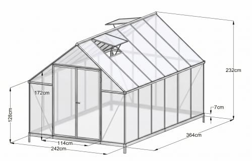 skleník LANITPLAST SARANA 8x12 PC 4 mm strieborný