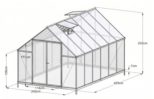 skleník LANITPLAST SARANA 8x14 PC 4 mm strieborný